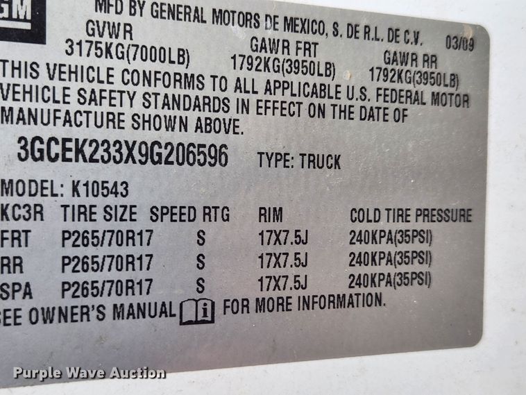 image for item JB9641 2009 Chevrolet Silverado 1500 LT Z71  Crew Cab pickup truck