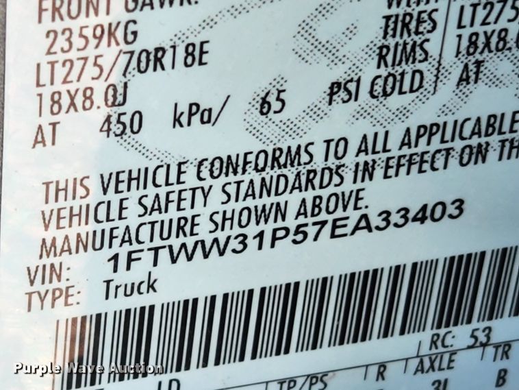 image for item JB9654 2007 Ford F350 Super Duty Lariat  Crew Cab pickup truck