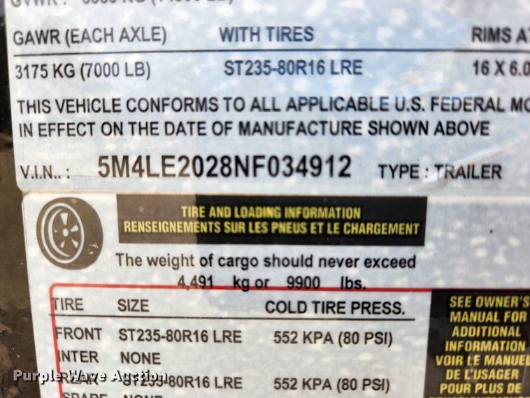 image for item JB9660 2022 Liberty LE14K83X20C8  equipment trailer