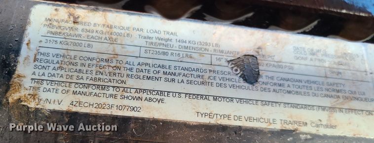 image for item JG9419 2015 Load Trail  equipment trailer