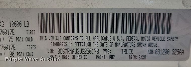 image for item JG9425 2018 Dodge Ram 2500HD  pickup truck