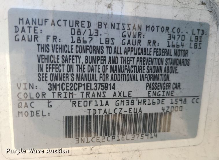 image for item JG9430 2014 Nissan Versa Note