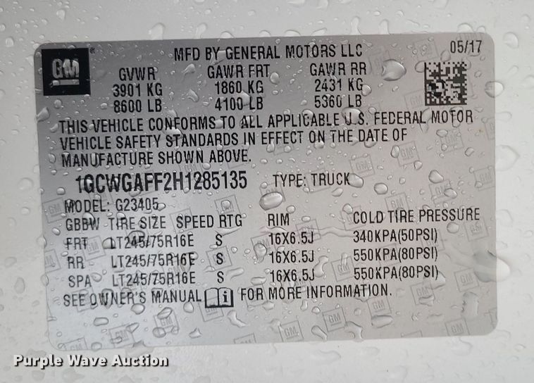 image for item JG9442 2017 Chevrolet Express 2500  van