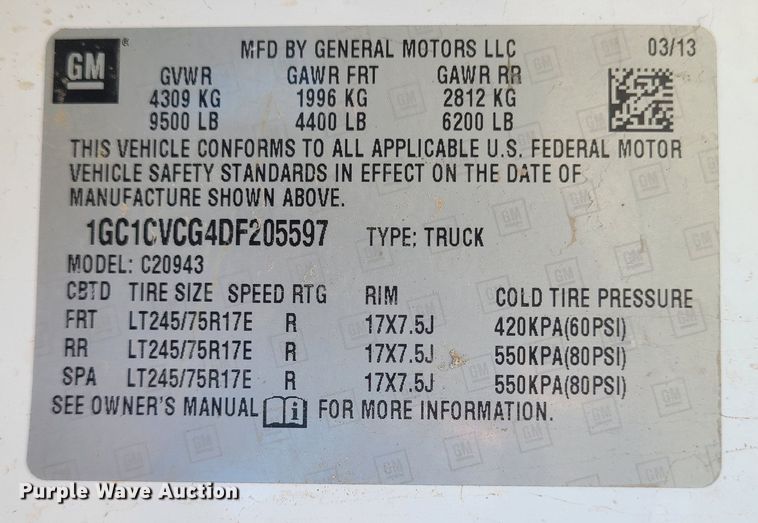 image for item JG9457 2013 Chevrolet Silverado 2500HD  Crew Cab utility bed pickup truck