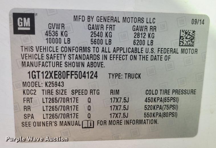 image for item JG9458 2015 GMC Sierra 2500HD  Crew Cab pickup truck