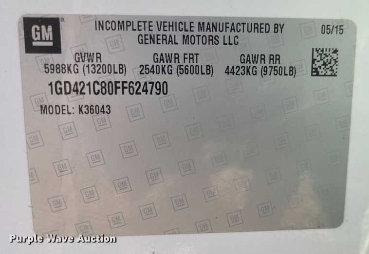 image for item JG9460 2015 GMC Sierra 3500HD  Crew Cab flatbed pickup truck