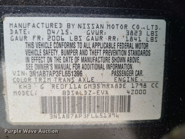 image for item JG9467 2015 Nissan Sentra