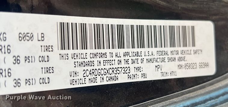 image for item JU9718 2012 Dodge Grand Caravan SXT  van