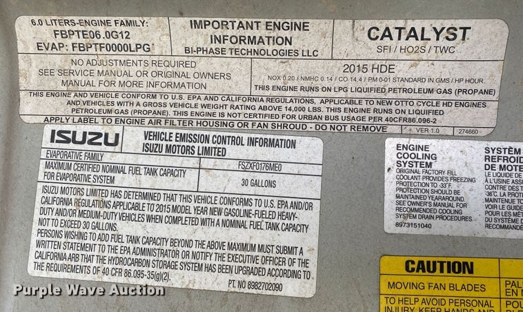 image for item JW9164 2015 Isuzu NPR  refrigerated delivery truck