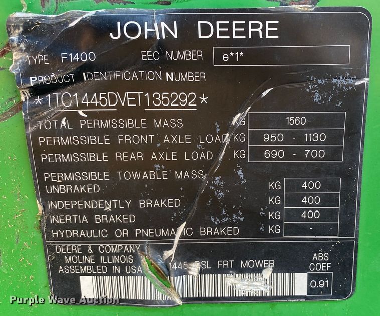 image for item JW9168 John Deere 1445 Series II  lawn mower