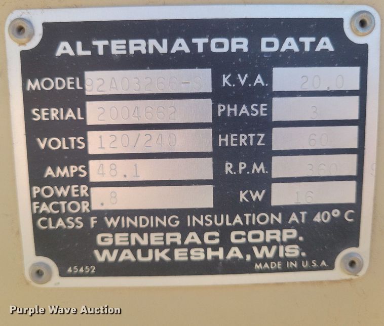 image for item KD9301 Generac 92A03266-S  generator