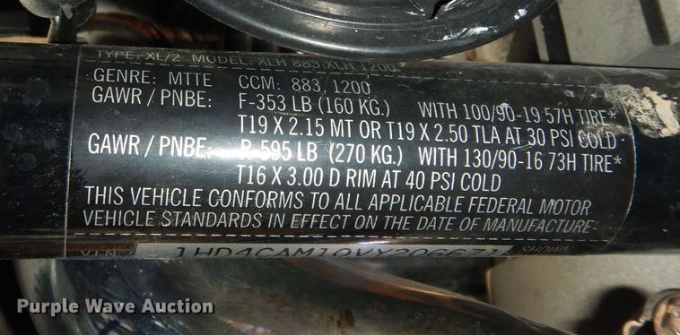 image for item KS9548 1997 Harley Davidson XLH 883  motorcycle