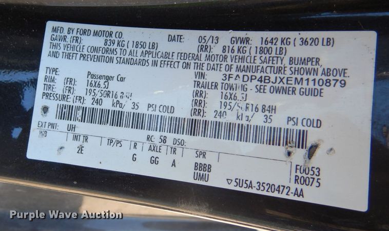 image for item KU9747 2014 Ford Fiesta