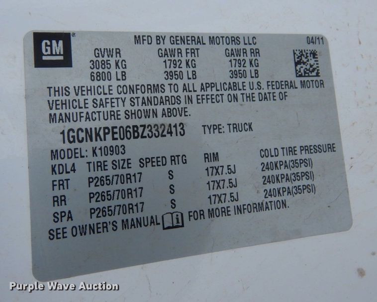 image for item KU9774 2011  Chevrolet Silverado 1500  pickup truck