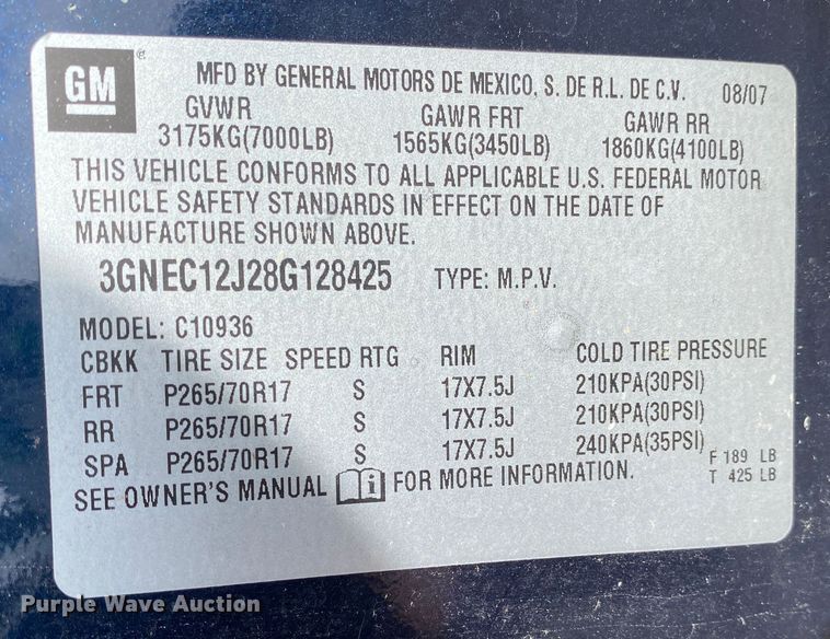 image for item KV9729 2008 Chevrolet Avalanche  Crew Cab pickup truck