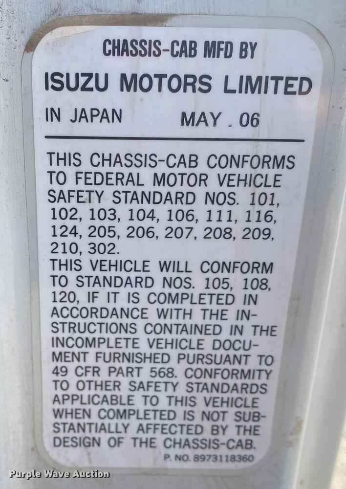 image for item KV9732 2007 Isuzu NQR  box truck