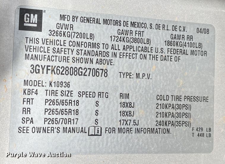 image for item KV9733 2008 Cadillac Escalade EXT  Crew Cab pickup truck