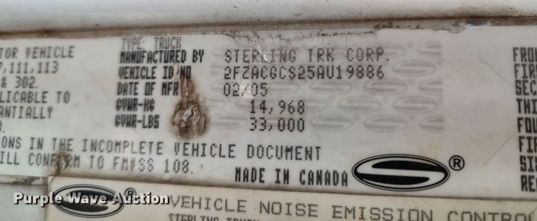 image for item LF9539 2005 Sterling Acterra  flatbed truck