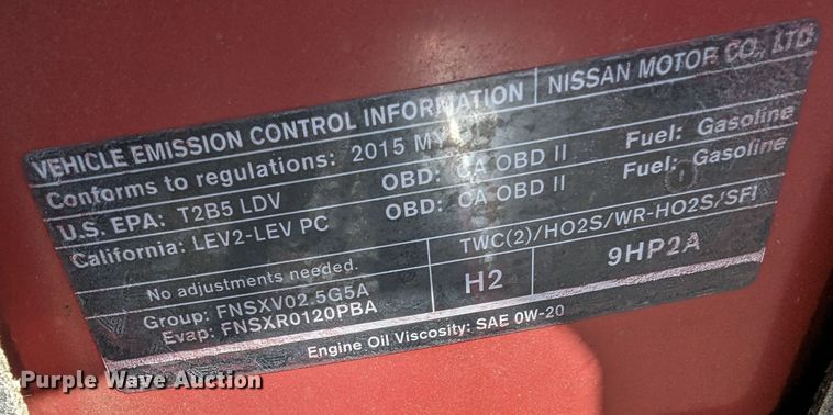 image for item LF9562 2015 Nissan Altima S
