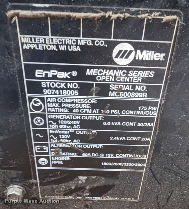 image for item LF9565 Miller EnPak  air compressor