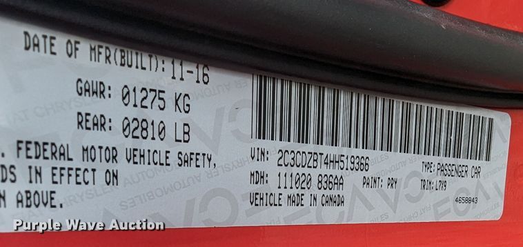 image for item LF9570 2017 Dodge Challenger