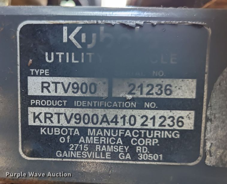 image for item LF9578 Kubota RTV900  utility vehicle