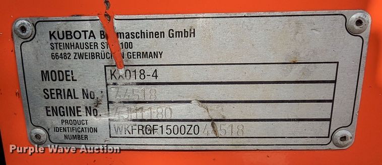 image for item LF9580 2018 Kubota KX018-4  mini excavator