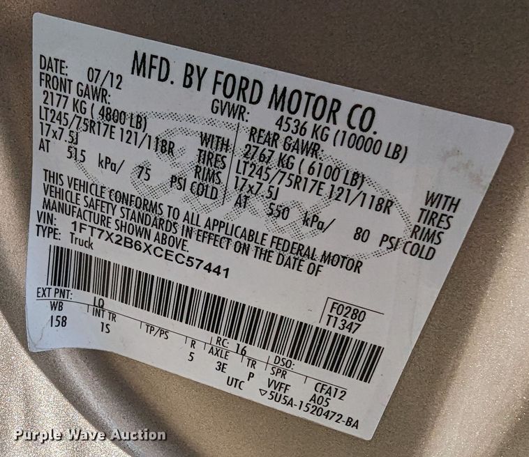 image for item LF9584 2012 Ford F250 Super Duty  SuperCab pickup truck