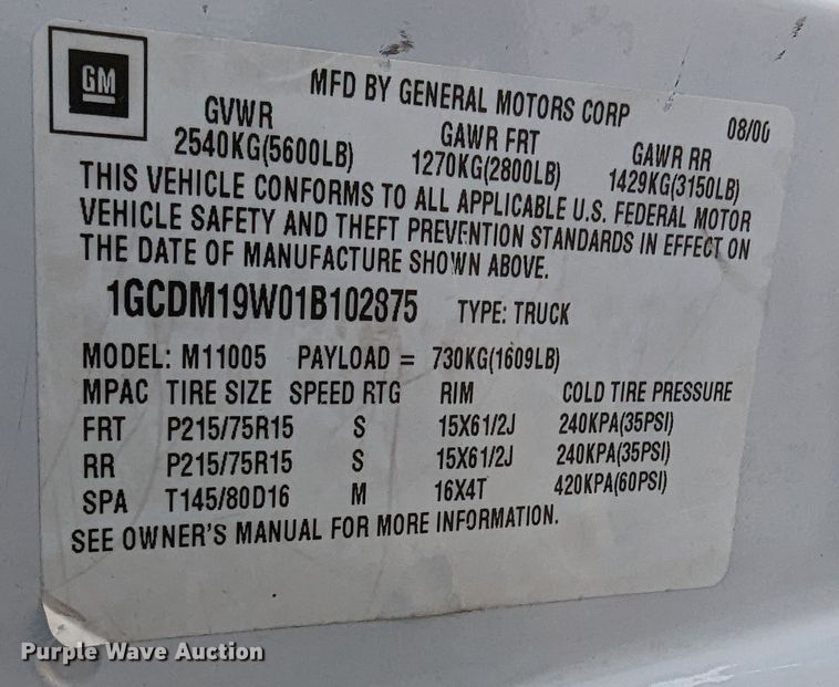 image for item LF9585 2001 Chevrolet Astro  van