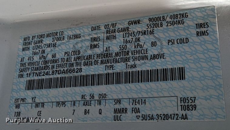 image for item LF9587 2007 Ford E250  van