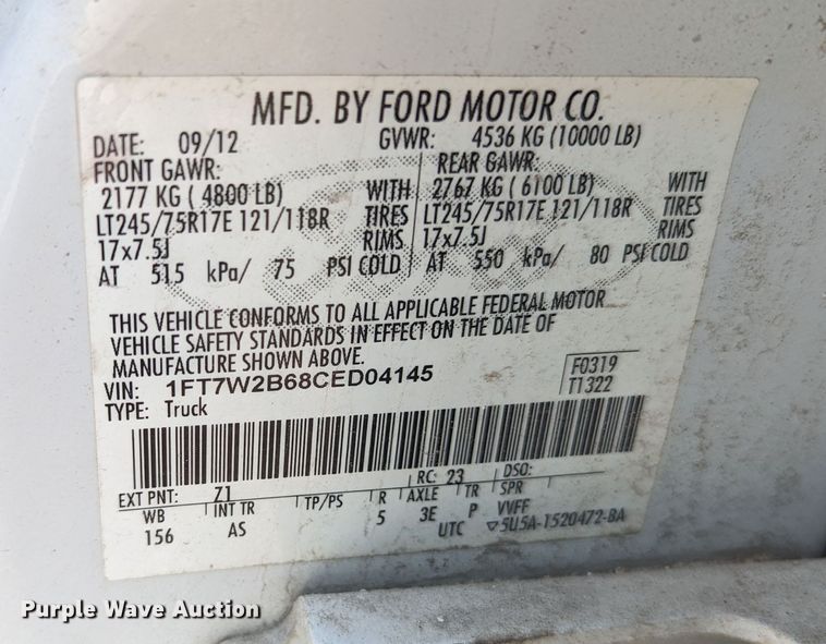 image for item LF9589 2012 Ford F250 Super Duty  Crew Cab pickup truck