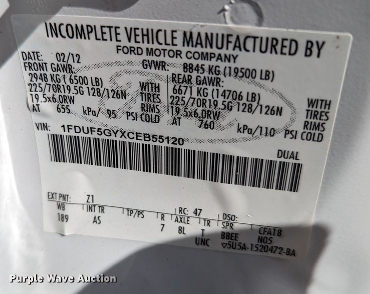 image for item LF9596 2012 Ford F550 Super Duty  flatbed truck