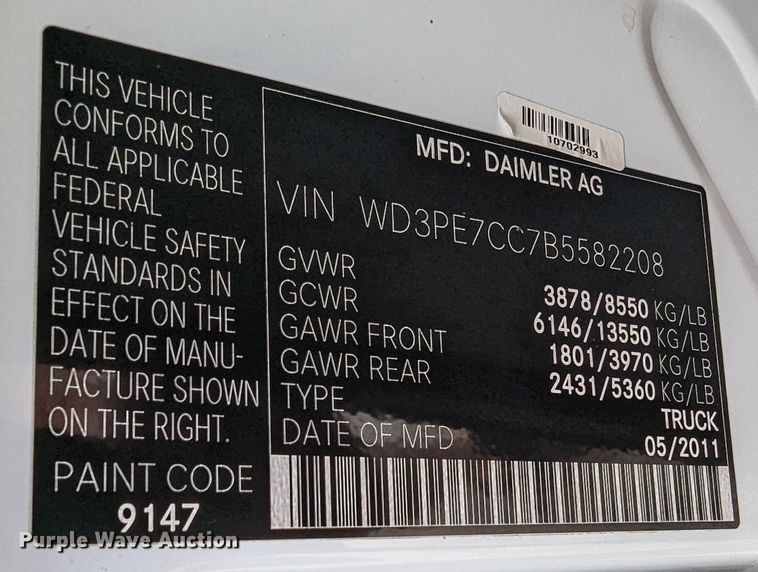 image for item LF9598 2011 Mercedes Benz Sprinter 2500  van