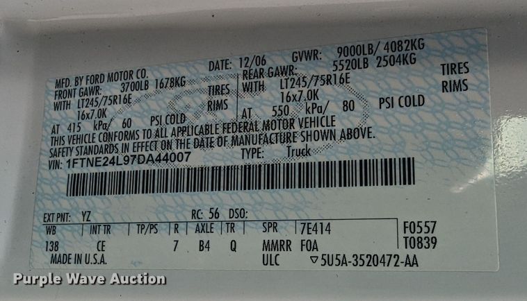 image for item LF9599 2007 Ford E250  van