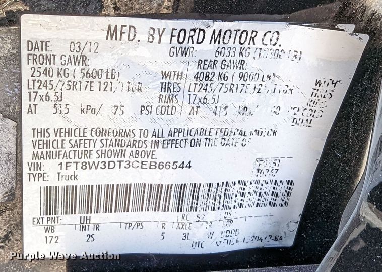 image for item LF9602 2012 Ford  F350 Super Duty XLT  Crew Cab flatbed pickup truck