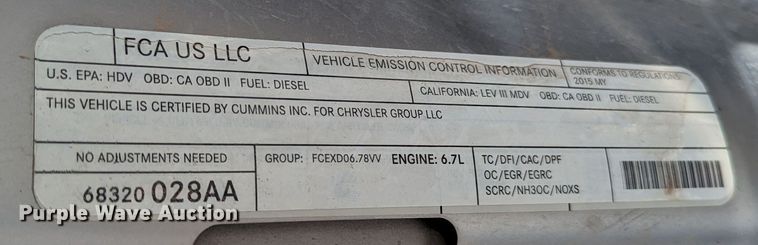 image for item LF9603 2015 Dodge Ram 3500HD  Crew Cab flatbed pickup truck