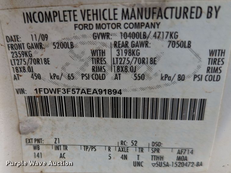 image for item LF9638 2010 Ford F350 Super Duty  bale bed pickup truck