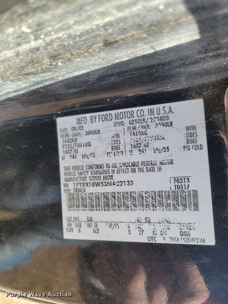 image for item LG9519 2003 Ford F150  SuperCab pickup truck