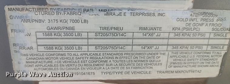 image for item LG9547 2009 Mirage  enclosed cargo trailer