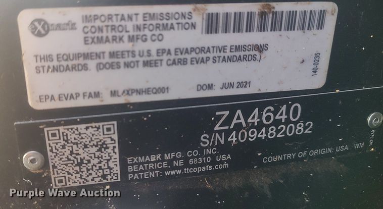 image for item LG9549 2022 Exmark ZA4640  ZTR aerator/seeder