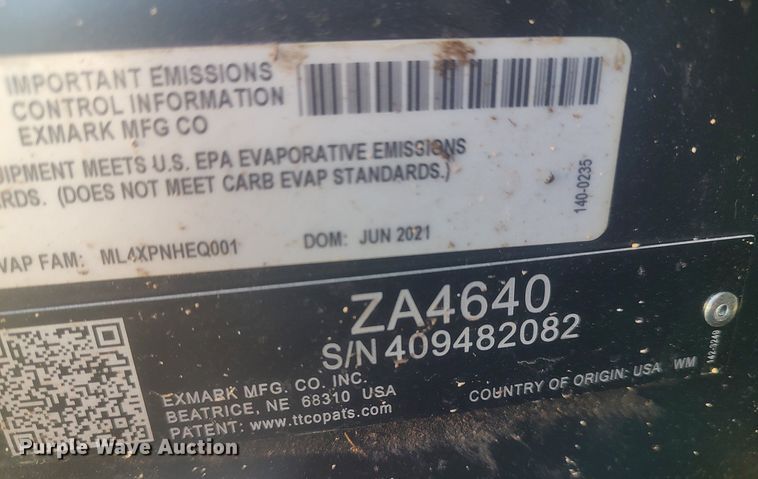 image for item LG9549 2022 Exmark ZA4640  ZTR aerator/seeder