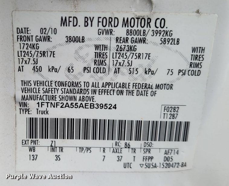 image for item LR9183 2010 Ford F250 Super Duty XL  utility bed pickup truck