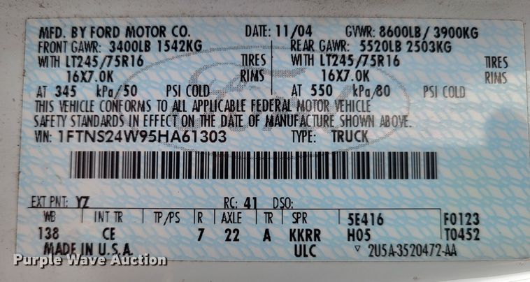 image for item LR9186 2005 Ford E250  van