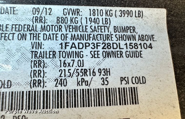 image for item LT9371 2013 Ford Focus