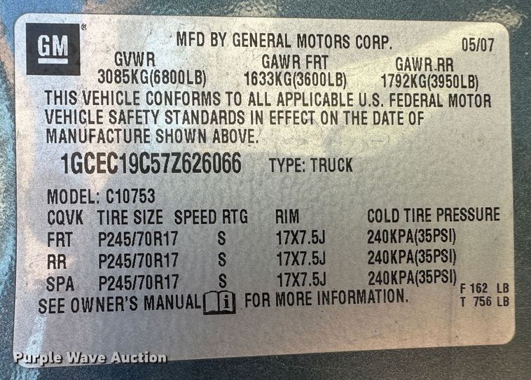 image for item LT9387 2007 Chevrolet Silverado 1500  Ext. Cab pickup truck