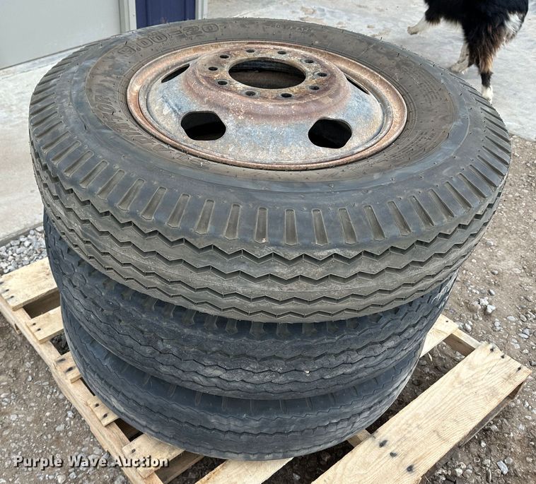 image for item LT9459 (3) 9.00-20 tires and wheels