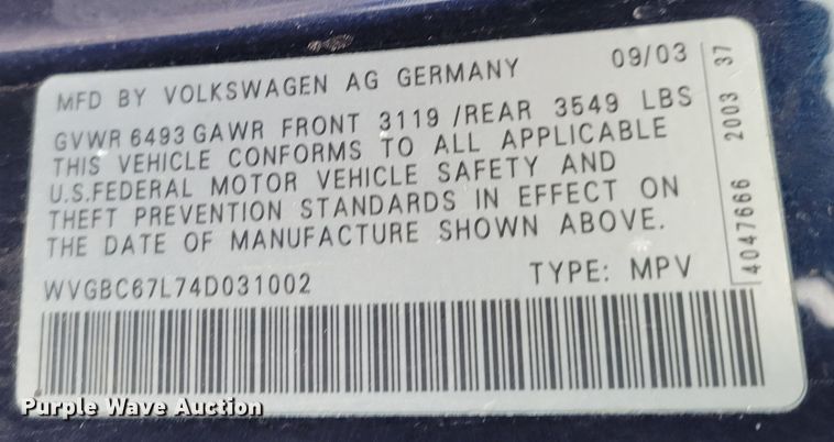 image for item MC9583 2004 Volkswagen Touareg  SUV