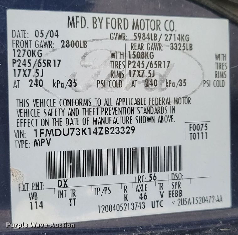 image for item MC9584 2004 Ford Explorer XLT  SUV