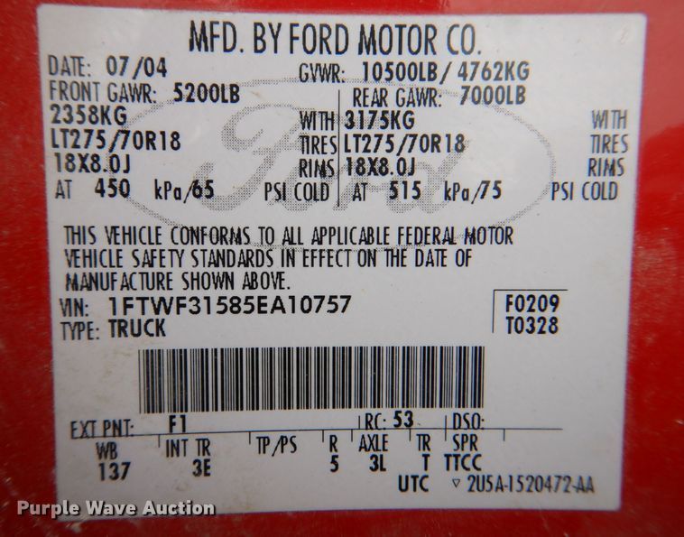 image for item MC9804 2005 Ford F350 Super Duty XLT  pickup truck