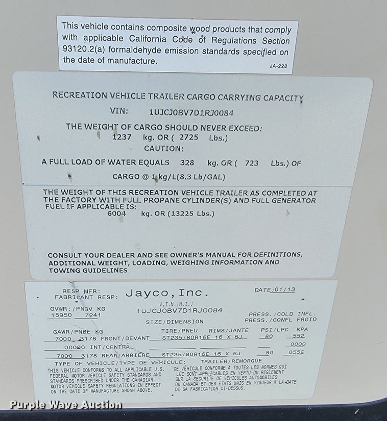 image for item ME9755 2013 Jayco Pinnacle  camper